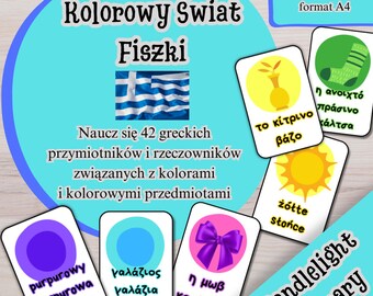 Learn Greek Colors Flashcards, Bilingual Vocabulary (Digital Download)