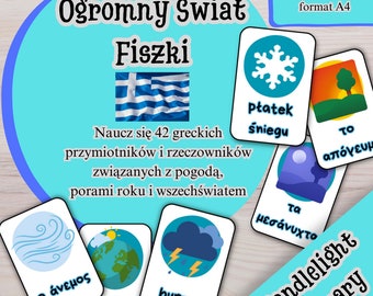 Greek Weather Flashcards | Learn 42 Nouns & Adjectives (Digital Download)