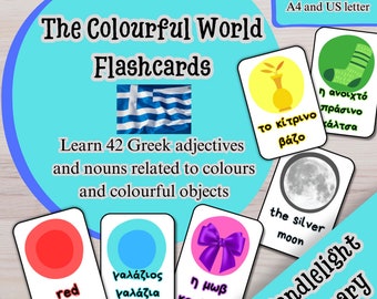 Greek Colors Flashcards | Learn Nouns and Adjectives (Digital Download)