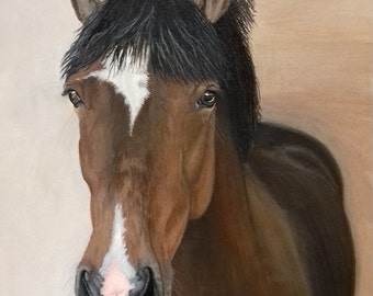 Custom Bespoke Hand Painted Horse Portrait In Acrylic Paint On Canvas Board (unframed)