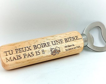 Décapsuleur personnalisé en bois , cadeau personnalisé, décapsuleur personnalisable en bois.