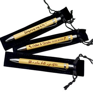 Stylo bambou personnalisé - Gravure texte/prénom/motif/logo - Cadeau professeur, entreprise, invité mariage, école - Stylo bois personnalisé