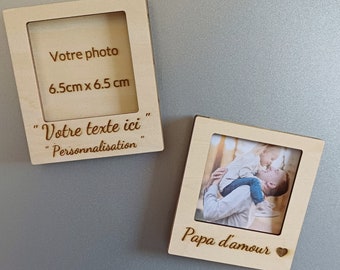 Magnet cadre photo fêtes des pères, magnet photo polaroid personnalisé, cadre photo aimanté personnaliser, bonne fête papa, original.
