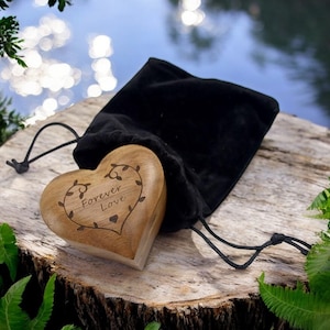 Heart Shaped Wooden Ring Box, Walnut Wood Ring Box, Wedding Ring Box for Wedding Engagement Proposal