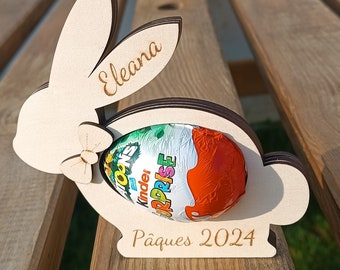 Lapin porte œuf de Pâques avec prénom personnalisé - Pâques 2024