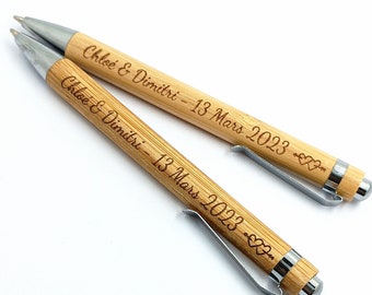 Personalisierter Bambusstift - Hochzeitsgeschenk - Taufe - Zeugen - Herrin - Firma - Kollege - Ausschuss - Partys.