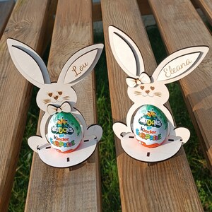 Lapin porte œuf de Pâques en bois personnalisé Fille ou Garçon image 4