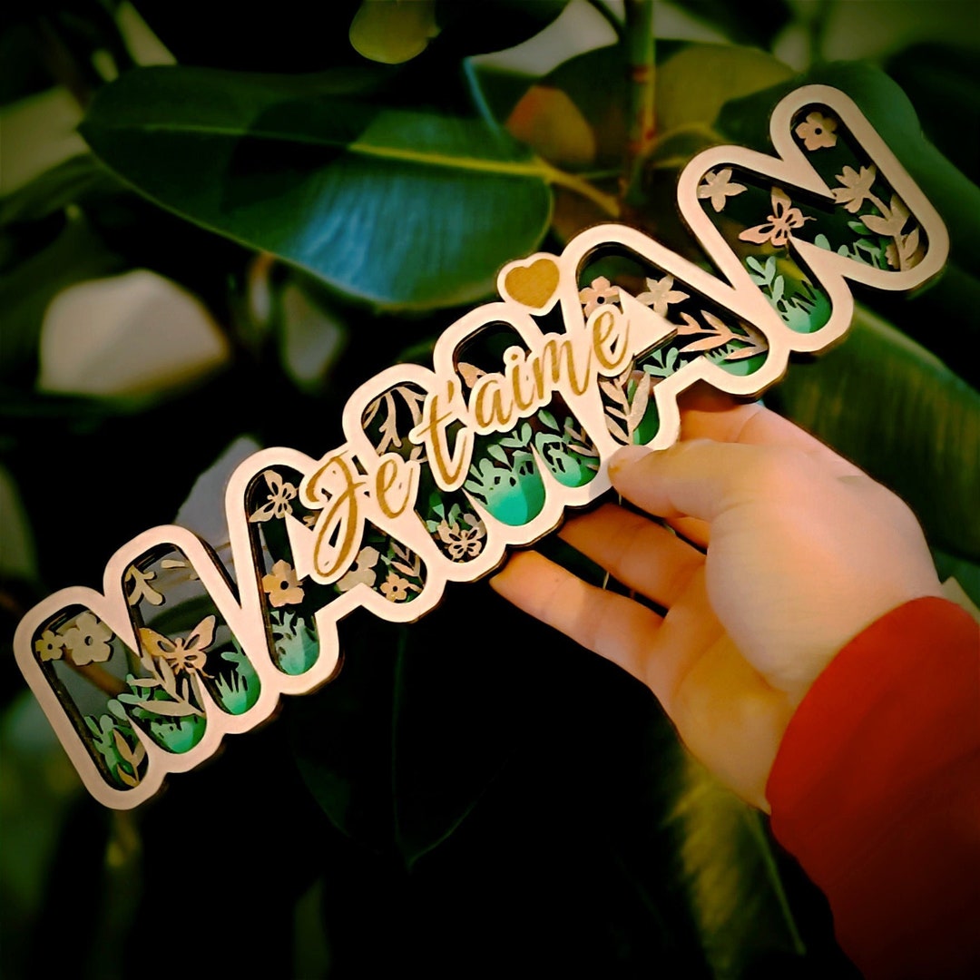 Word mom Cut Out, Glued Together to Give a Relief Effect. Mom Gift ...