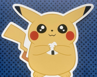 Cute Chubby Yellow Mouse With Onigiri Sticker