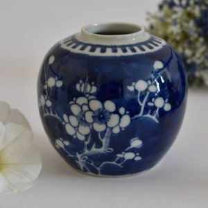 Vintage Ginger Jar, Chinese Hand Painted Vase, Cherry Blossom Vintage