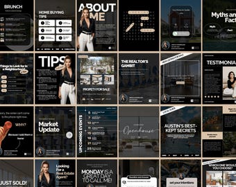 Modern Real Estate Instagram Templates | Editable Canva Social Media Kit for Realtors | Real Estate Marketing Posts | Realtor Branding