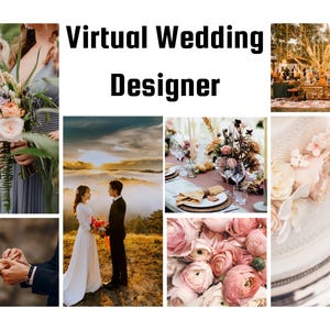 Paquete de servicios de diseño de bodas virtuales - 2 Guía del planificador de bodas Planificador de bodas digital Servicio de bodas económico Día de la despedida de soltera