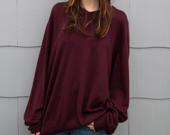 Delia's Deep Burgundy Vintage V-neck Sweater