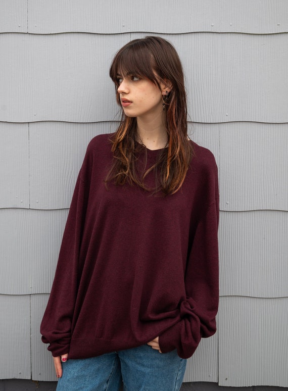 Delia's Deep Burgundy Vintage V-neck Sweater