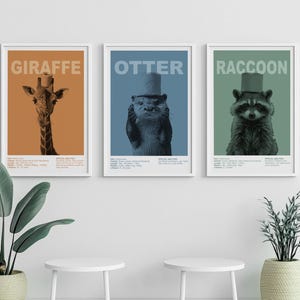 Immagini del bagno animali poster set decorazione del bagno regalo costruzione della casa acquisto della casa giraffa procione lontra poster ospite immagine del bagno regalo di inaugurazione della casa