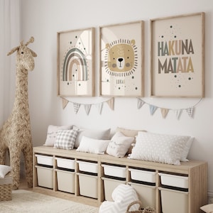 Set di poster per la cameretta dei bambini, poster Boho, poster Hakuna Matata, leone, pacchetto personalizzato, decorazione da parete, poster Boho, regalo per genitori, immagini wallspring®