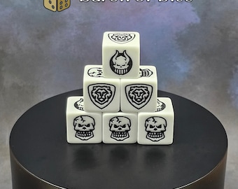 Dados de batalla, blanco clásico, juego de 6