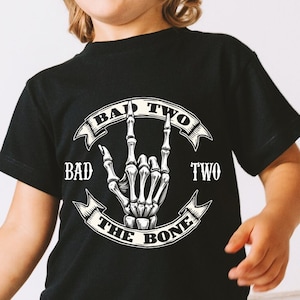 Comfort Colors Bad Two The Bone Birthday Matching Family Shirts, 2nd Birthday boy, Skeleton Rock Biker Birthday Party, Mommy and Me Shirts