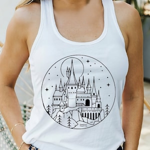 Wizard School Tank Top, Magical Castle Tank Top For Women, Universal Vacation Tank Tops, Universal Studios Tank Tops For Family, Nerd Gift