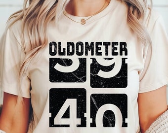 Comfort Colors Oldometer 40 T-Shirt - Unisex Funny 40 AF Mens 40th Birthday Shirt - Born in 1984 Gift Vintage TShirt, Birthday Gift For Her