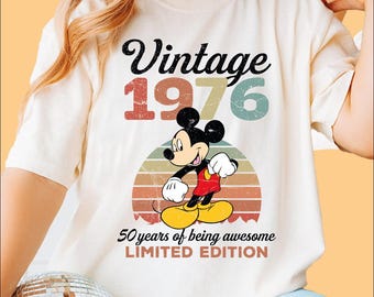 Vintage 1976 Limited Edition Mickey T-shirt, Disney 50th Birthday Shirt, 1976 Birthday Shirt, 50th Birthday Gift, Mickey Gift