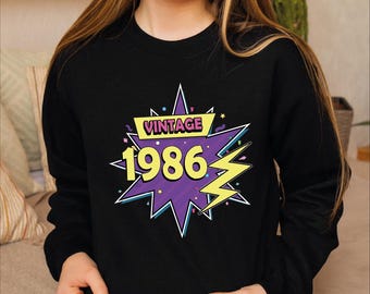 Vintage 1986 Birthday Sweatshirt, 40st Birthday Party Sweater, 40st Birthday Hoodie, Birthday Gift For Women, 40st Birthday Friend Gift