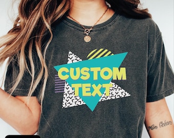 Retro Custom Nostalgia Text Shirt, 80s Tshirt, Nostalgia Text Tee, 80s Party Rainbow Shirt, Custom Your Text Toddler Tshirt