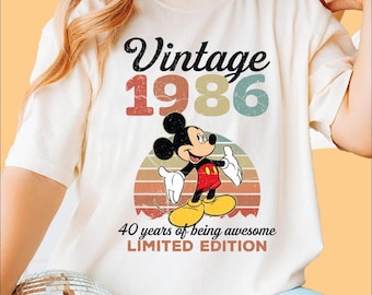 Comfort Colors Vintage 1986 Limited Edition Mickey T-shirt, Disney 40th Birthday Shirt, 1986 Birthday Shirt, 40th Birthday Gift, Mickey Gift