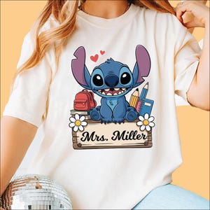 Disney Stitch Teacher T-shirt, Personalized Teacher Tee, Back to School Shirt, Stitch Teacher Name Shirt, Stitch Elementary Teaching Gift
