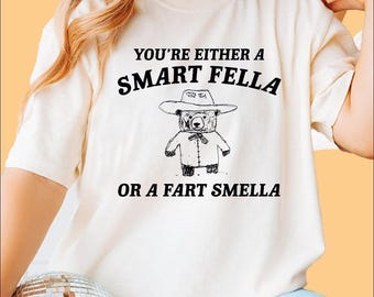 Comfort Colors Are You A Smart Fella Or Fart Smella Retro Cartoon Shirt, Weird TShirt, Meme Shirt, Trash Panda T Shirt, Unisex Meme Gift