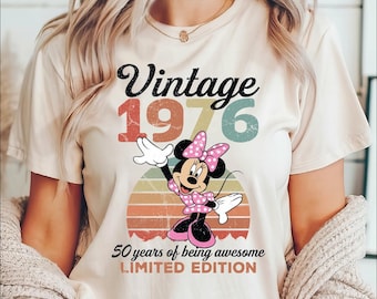 Comfort Colors Vintage 1976 Limited Edition Minnie T-shirt, Disney 50th Birthday Shirt, 1976 Birthday Shirt, 50th Birthday Gift, Minnie Gift