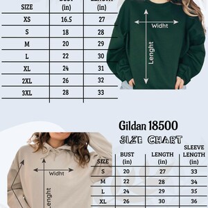 a women's sweatshirt with measurements and measurements