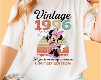 Comfort Colors Vintage 1996 Limited Edition Minnie T-shirt, Disney 30th Birthday Shirt, 1996 Birthday Shirt, 30th Birthday Gift, Minnie Gift