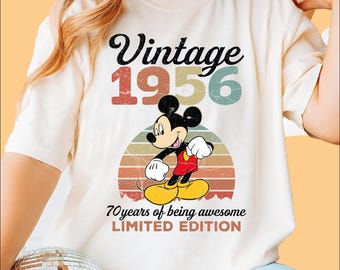 Vintage 1956 Limited Edition Mickey T-shirt, Disney 70th Birthday Shirt, 1956 Birthday Shirt, 70th Birthday Gift, Mickey Gift