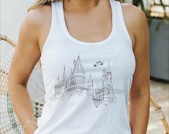 Wizard School Tank Top, Universal Vacation Tank Tops, Magical Castle Crop Top For Women, Nerd Gift, Universal Studios Racerback For Family