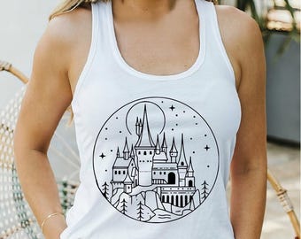 Wizard School Tank Top, Magical Castle Tank Top For Women, Universal Vacation Tank Tops, Universal Studios Tank Tops For Family, Nerd Gift
