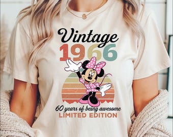 Vintage 1966 Limited Edition Minnie T-shirt, Disney 60th Birthday Shirt, 1966 Birthday Shirt, 60th Birthday Gift, Minnie Gift