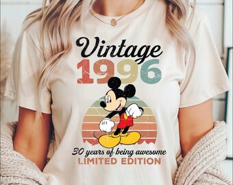 Vintage 1996 Limited Edition Mickey T-shirt, Disney 30th Birthday Shirt, Comfort Colors 1996 Birthday Shirt, 30th Birthday Gift, Mickey Gift