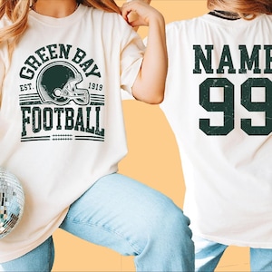 Green Bay Football Vintage Style Shirt, Personalized Name Number Green Bay Tee, Green Bay Game Day Shirt, Green Bay Long Gift ,BP