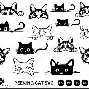 Peeking Cat Svg, peeking cat clipart, cat svg,cat silhouette, cute cat svg, black cat svg, animals svg, Kitten Svg, cat png, peeking cat png