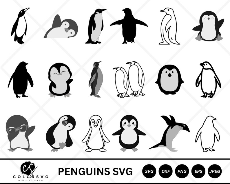 Penguin Svg 18 Penguins SVG Bundle Penguin Clipart Etsy