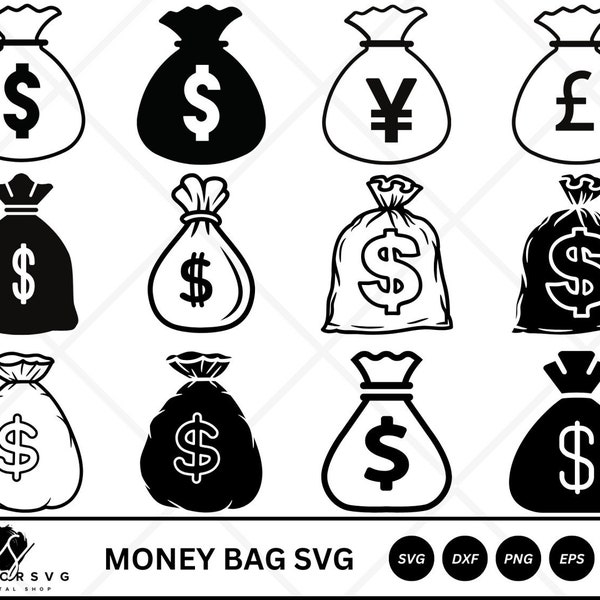 Money Bag svg, Money Bag Clipart, Doller Bag svg, Dollar Svg, Euro Bag svg, Euro svg, Money Silhouette, Money Bag Vector, Money Bag png