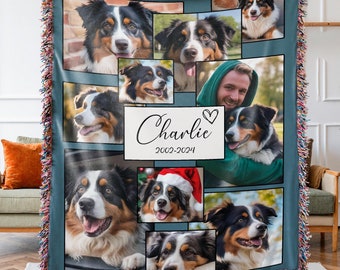 Personalized Pet Memorial Woven Blanket Velveteen Custom Dog Loss Gift in Loving Memory Cotton Throw Pet Loss Gift Cat Bereavement Loss Gift