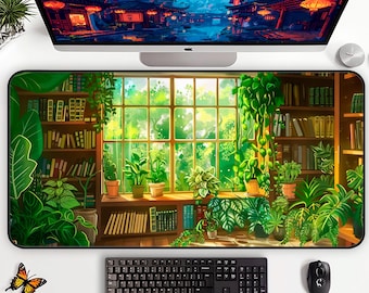 Studio Ghibli Desk Mat – Green Botanical Anime Mousepad