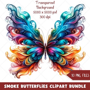 Bunter Rauch Schmetterling Clipart, DIY Crafting Rauch Schmetterling Kunst, atemberaubender Schmetterling SVG für kreatives Basteln für Stolz Geschenk.