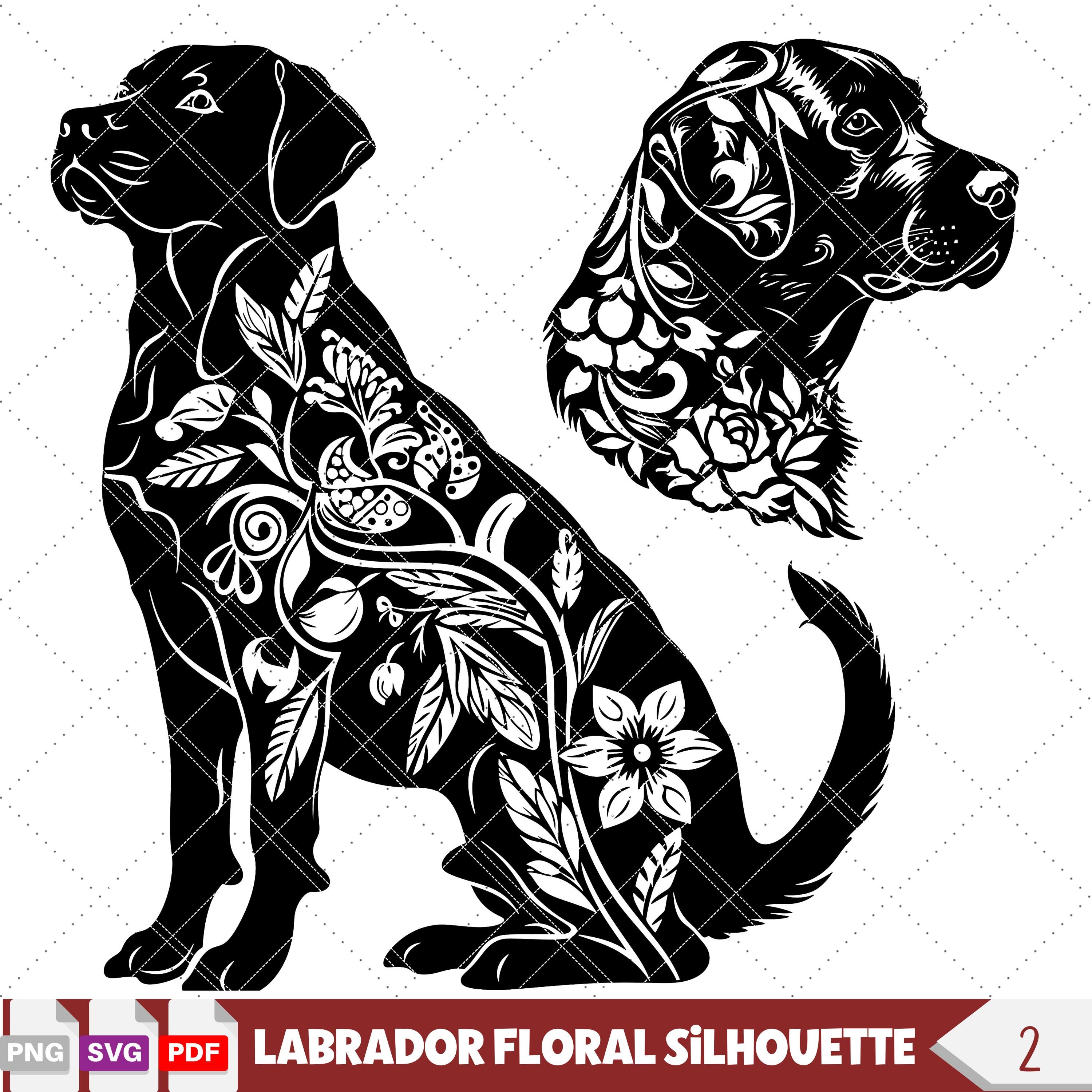 Labrador Retriever Floral Silhouette SVG Labrador Dog Ornament ...