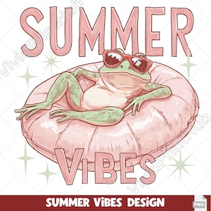 Illustration PNG de grenouille mignonne pour des ambiances estivales, impression de plage rétro, conception de t-shirt à sublimation de vacances amusantes pour femme, conception de pêche rétro.