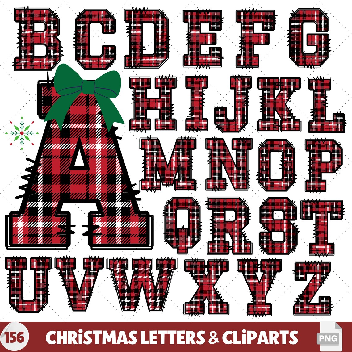Tarten Lettering Tartan Christmas Doodle Alphabet Letters, Doodle Letters & Cliparts ...
