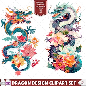 Japanese Dragon clipart featuring intricate designs for printable projects, dragon tattoos, and stencils. Ideal for crafting, printable designs, and creative tattoo ideas.