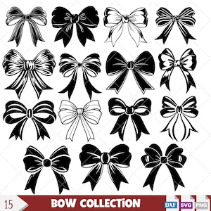 Pacchetto SVG con fiocco, file SVG tagliati al laser, fiocco per capelli Cheerleading, fiocco SVG, fiocco Coquette, nastro per progetti Cricut. Pacchetto SVG con fiocco.